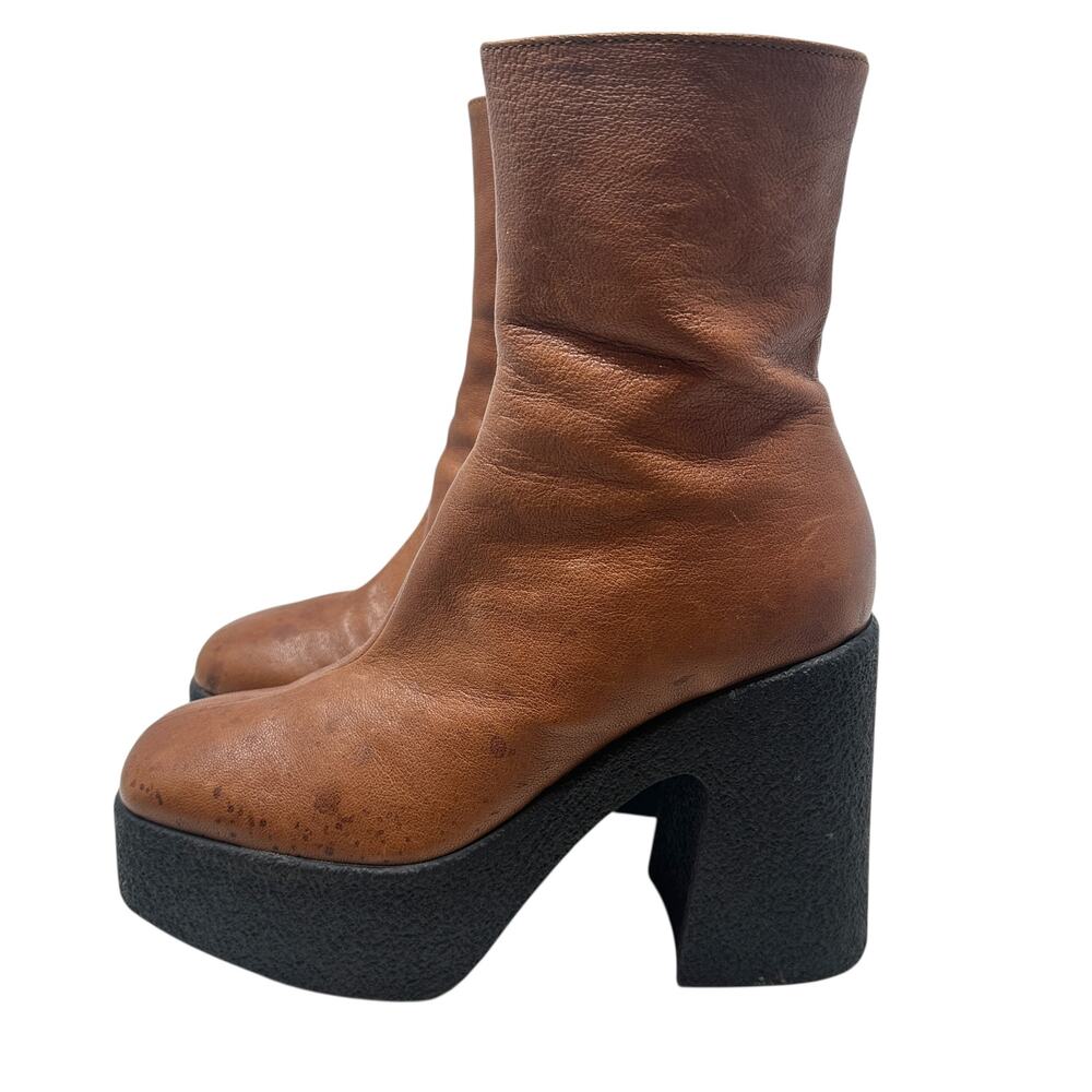 Brother Vellies Empire Platform Ankle Boots Brown Leather Made Italy Womens 6 - Picture 13 of 16